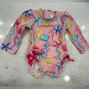 Posh Peanut Long Sleeve Ruffle Swimsuit Size 6-12 Months